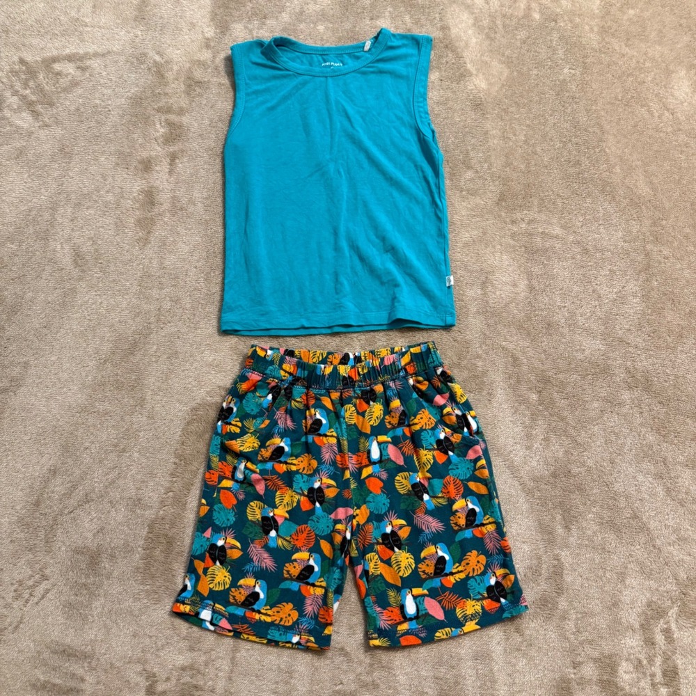 Posh Peanut Kids 4T Toucan Tropical Bamboo Tank and Shorts Set Teal